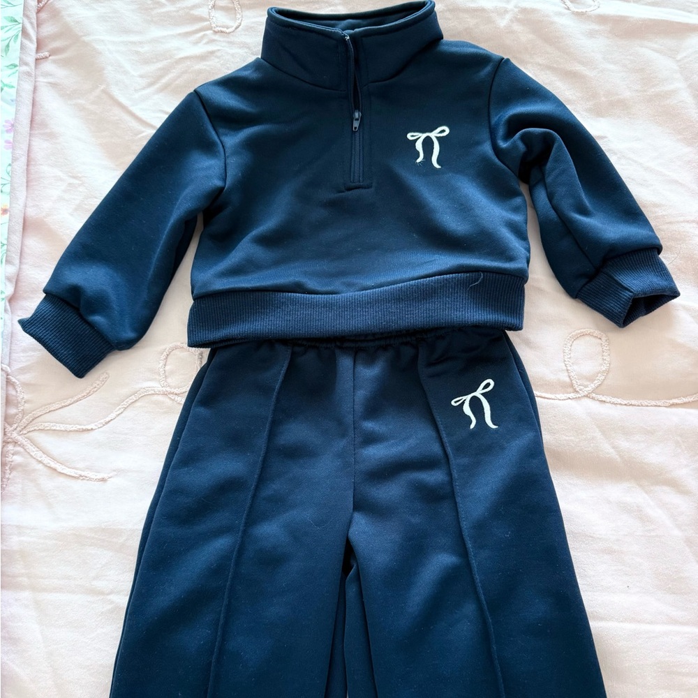 Amazon Navy Kids Jogger Set with Bow Detail
